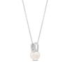 Thumbnail Image 3 of Freshwater Cultured Pearl and 0.14 CT. T.W. Lab-Grown Diamond Pendant in Sterling Silver (F/SI2)