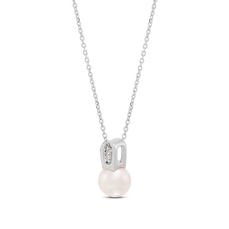 Freshwater Cultured Pearl and 0.14 CT. T.W. Lab-Grown Diamond Pendant in Sterling Silver (F/SI2)