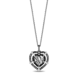 Enchanted Disney Villains Maleficent Heart-Shaped Quartz and 0.145 CT. T.W. Diamond Pendant in Sterling Silver - 19"