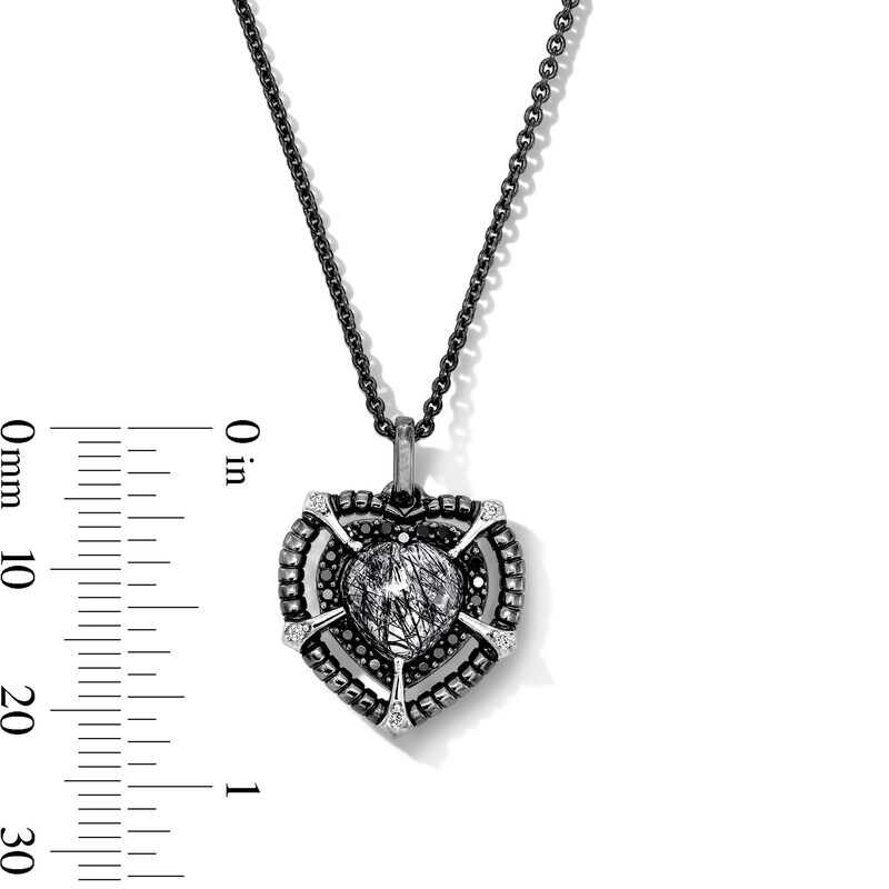Main Image 6 of Enchanted Disney Villains Maleficent Heart-Shaped Quartz and 0.145 CT. T.W. Diamond Pendant in Sterling Silver - 19"