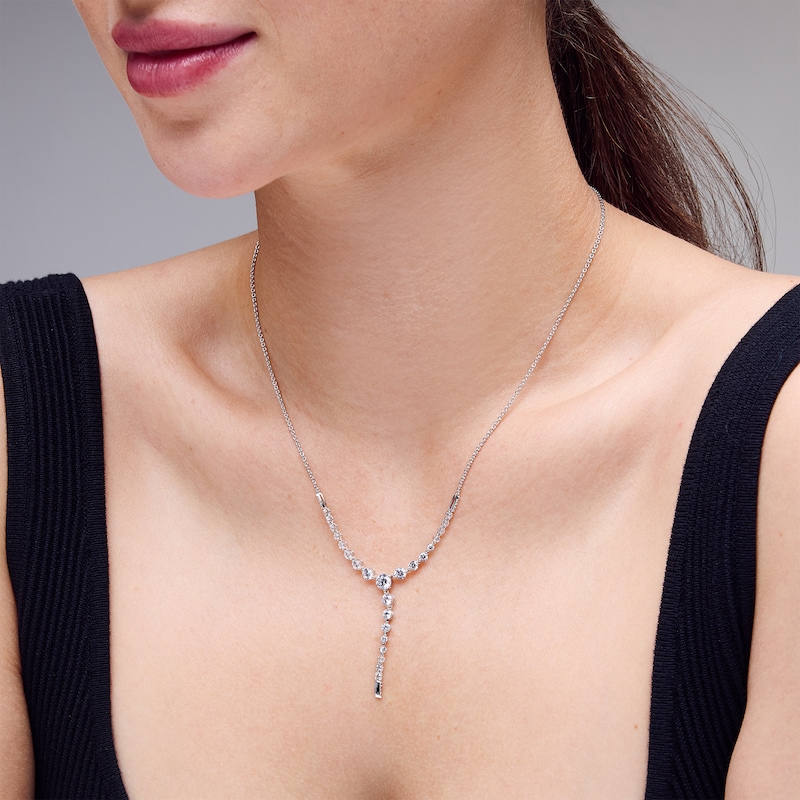 Shooting Star 2.00 CT. T.W. Certified Lab-Grown Diamond "Y" Necklace in Sterling Silver (F/VS2)