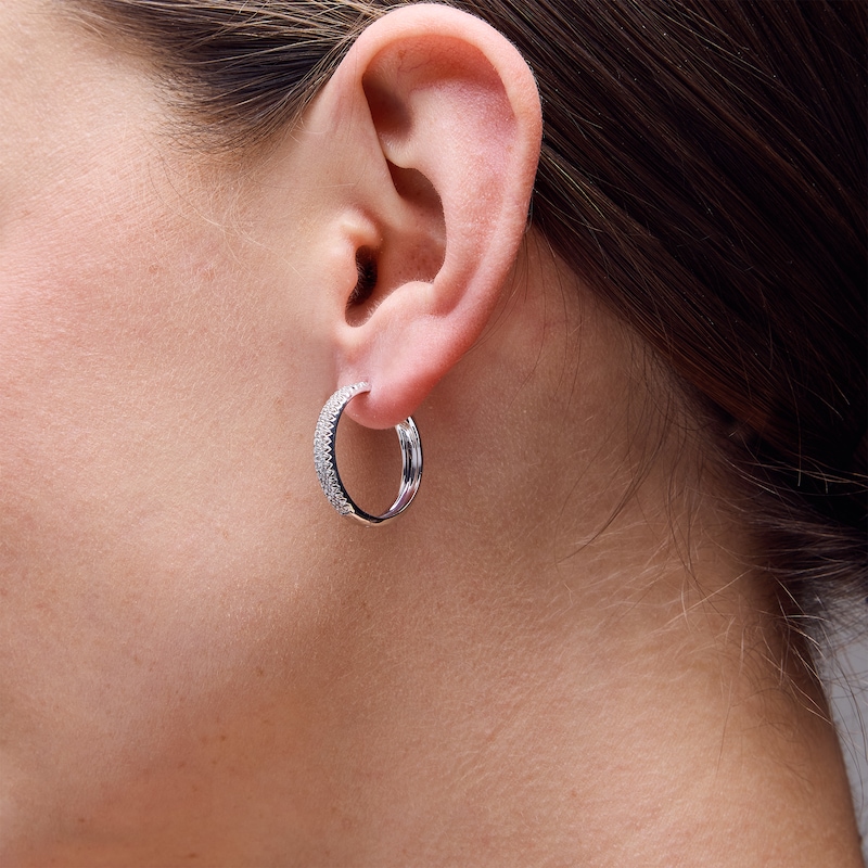 0.50 CT. T.W. Certified Lab-Grown Diamond Double Row Hoop Earrings in Sterling Silver (F/VS2)