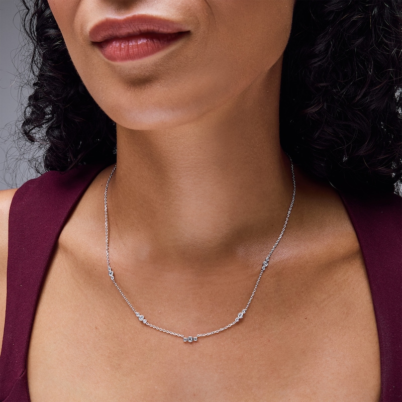Shooting Star 0.50 CT. T.W. Certified Lab-Grown Diamond Trio Station Necklace in Sterling Silver (F/VS2)