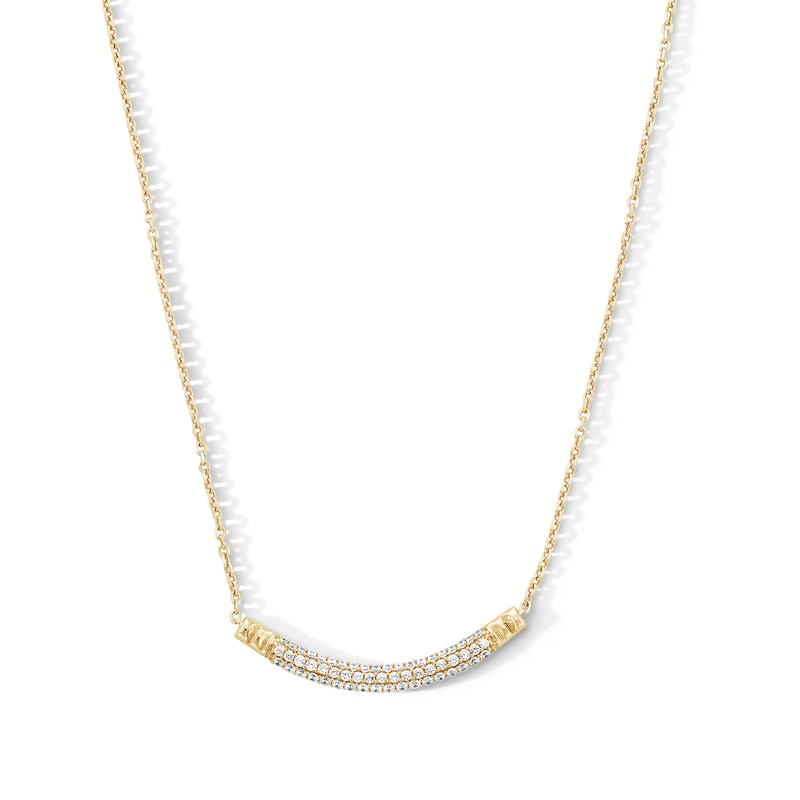 Shooting Star 0.50 CT. T.W. Certified Lab-Grown Diamond Curved Bar Necklace in Sterling Silver with 10K Gold Plate