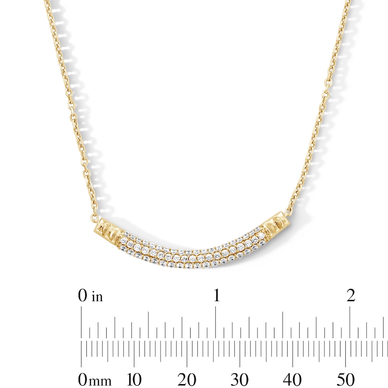 Shooting Star 0.50 CT. T.W. Certified Lab-Grown Diamond Curved Bar Necklace in Sterling Silver with 10K Gold Plate