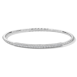 Shooting Star 0.70 CT. T.W. Certified Lab-Grown Diamond Textured Bangle in Sterling Silver (F/VS2) - 6.73"