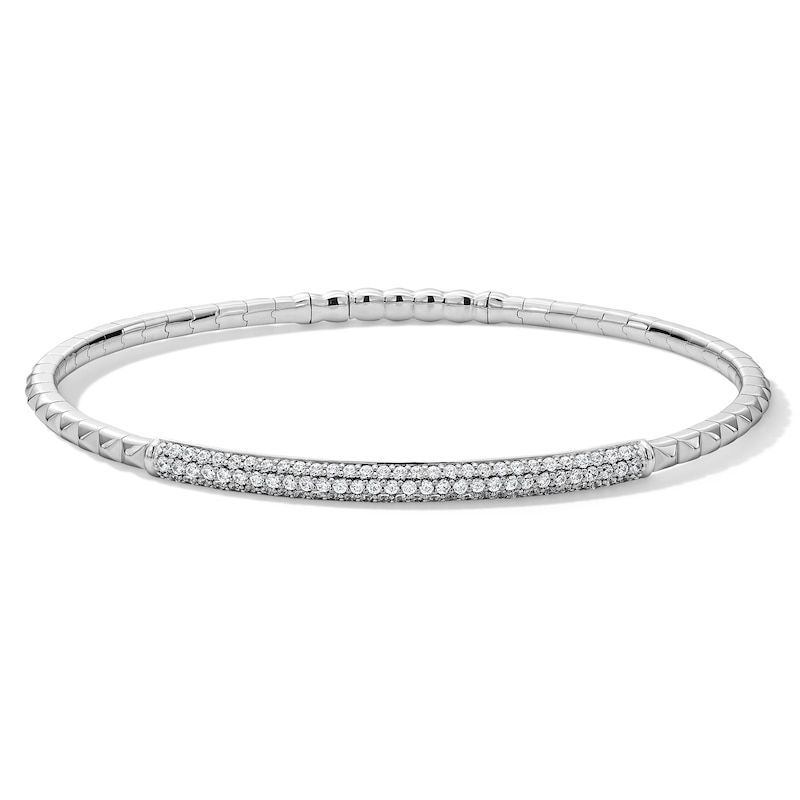 Shooting Star 0.70 CT. T.W. Certified Lab-Grown Diamond Textured Bangle in Sterling Silver (F/VS2) - 6.73"