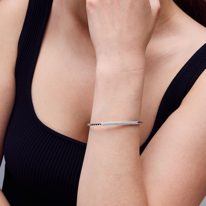 Shooting Star 0.70 CT. T.W. Certified Lab-Grown Diamond Textured Bangle in Sterling Silver (F/VS2) - 6.73"