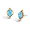 Thumbnail Image 1 of Enchanted Disney Jasmine Oval Swiss Blue Topaz Stud Earrings in Sterling Silver and 10K Gold