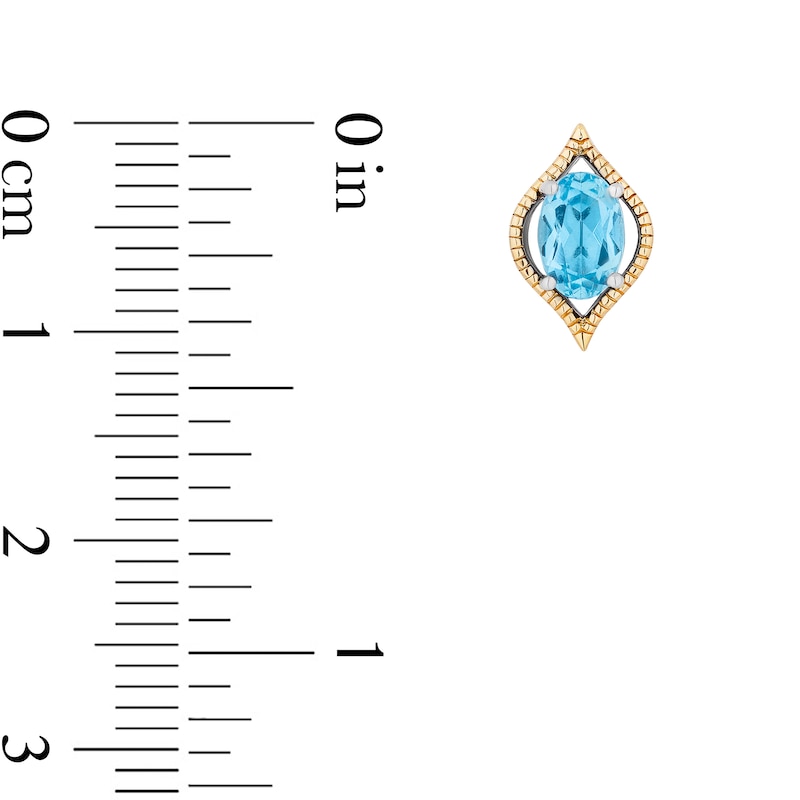 Enchanted Disney Jasmine Oval Swiss Blue Topaz Stud Earrings in Sterling Silver and 10K Gold