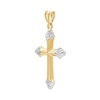 Thumbnail Image 2 of Flared Cross Necklace Charm in Solid 14K Two-Tone Gold