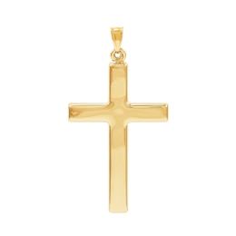 Polished Cross Necklace Charm in Solid 14K Gold