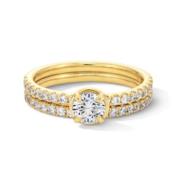 1.00 CT. T.W. Diamond Bridal Set with Bezel-Set Centre Stone in 14K Gold (I/I2)