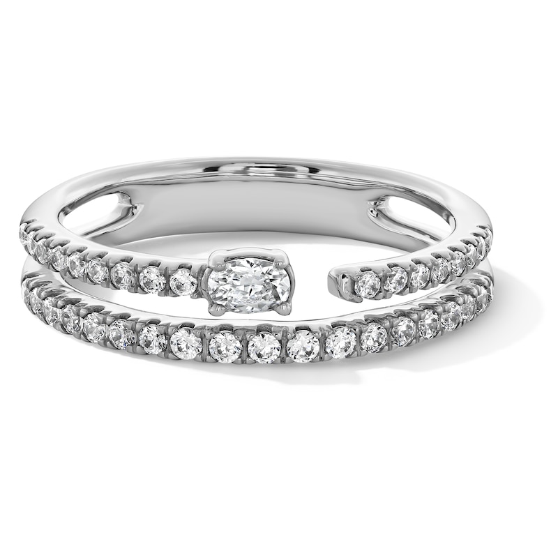 0.40 CT. T.W. Oval and Round Certified Lab-Grown Diamond Double Row Open Band in 14K White Gold (F/VS2)