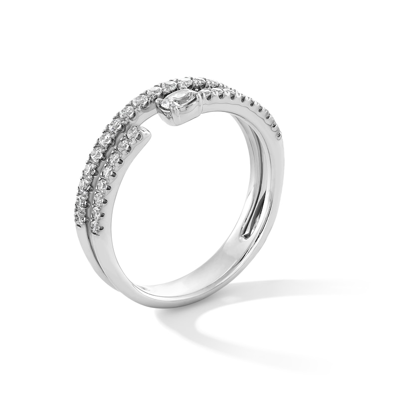 0.40 CT. T.W. Oval and Round Certified Lab-Grown Diamond Double Row Open Band in 14K White Gold (F/VS2)