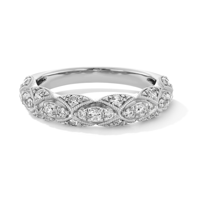 Main Image 1 of 0.50 CT. T.W. Certified Lab-Grown Diamond Vintage-Style Band in 14K White Gold (F/VS2)