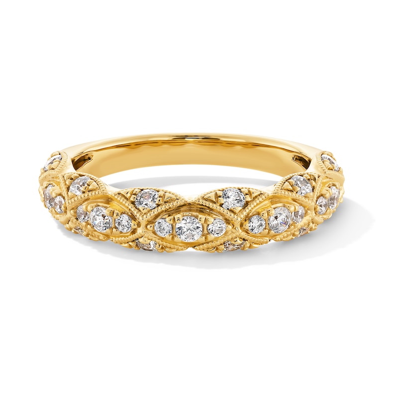 Main Image 1 of 0.50 CT. T.W. Certified Lab-Grown Diamond Vintage-Style Band in 14K Gold (F/VS2)