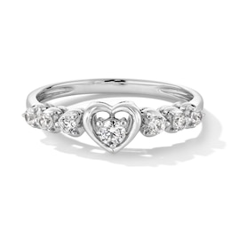 0.25 CT. T.W. Certified Lab-Grown Diamond Heart Promise Ring in 10K White Gold (F/VS2)