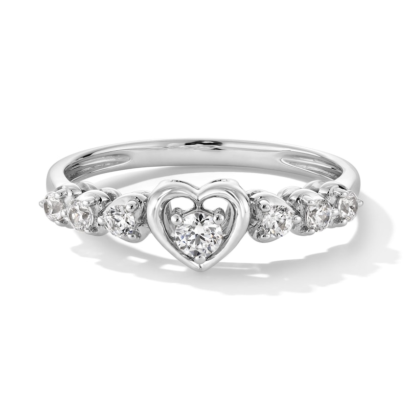 Main Image 1 of 0.25 CT. T.W. Certified Lab-Grown Diamond Heart Promise Ring in 10K White Gold (F/VS2)