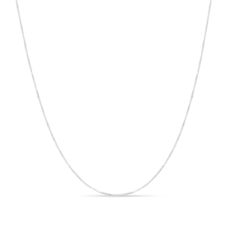 0.45mm Box Chain Necklace in Semi-Solid 10K White Gold