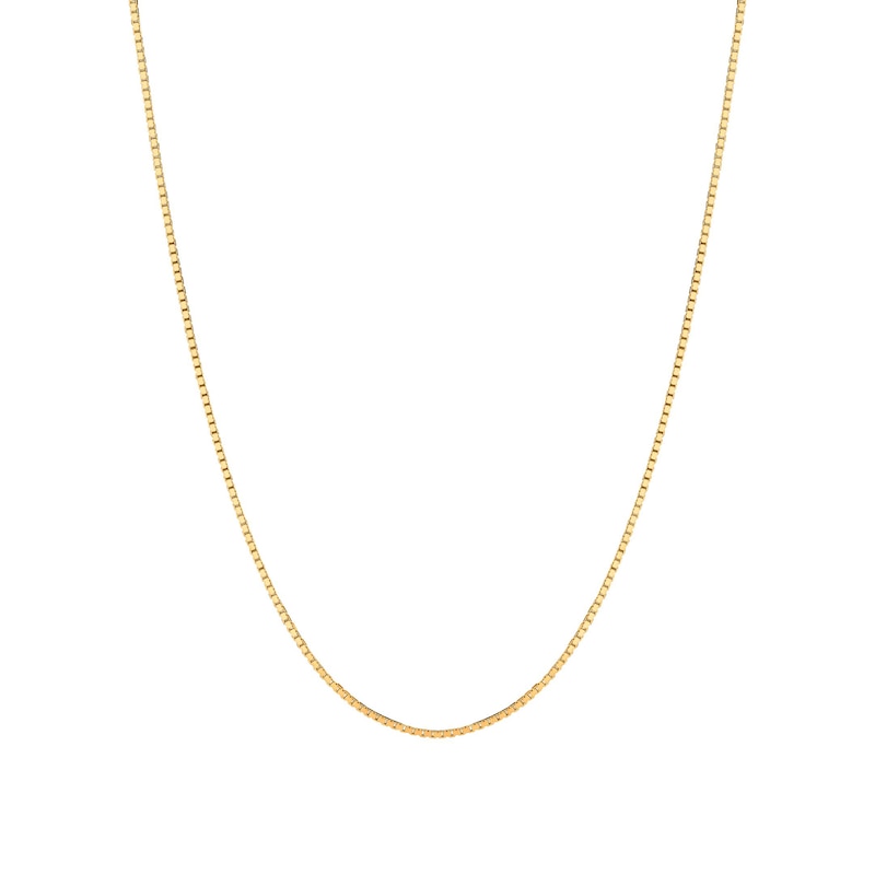 1.4mm Box Chain Necklace in Semi-Solid 10K Gold