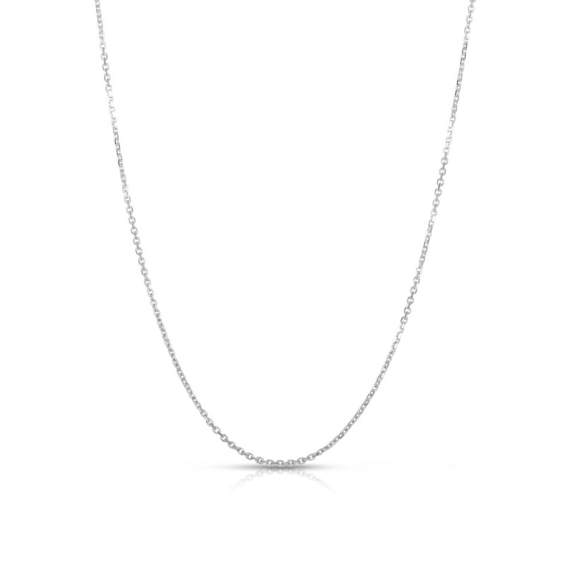 Main Image 1 of 0.87mm Cable Chain Necklace in Semi-Solid 10K White Gold - 16”