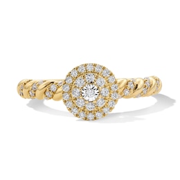 0.25 CT. T.W. Certified Lab-Grown Multi-Diamond Frame Twist Shank Promise Ring in 10K Gold (F/VS2)