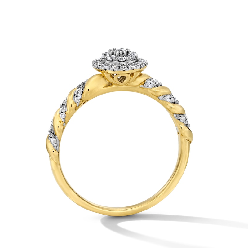 0.25 CT. T.W. Lab-Grown Multi-Diamond Frame Twist Shank Promise Ring 10K Gold (F/VS2)