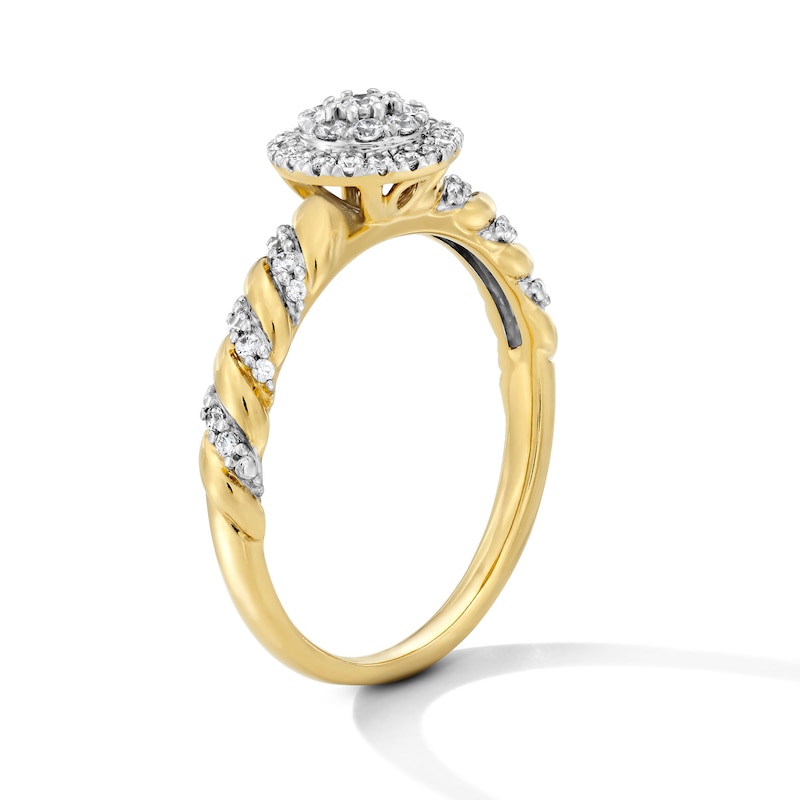 0.25 CT. T.W. Lab-Grown Multi-Diamond Frame Twist Shank Promise Ring 10K Gold (F/VS2)