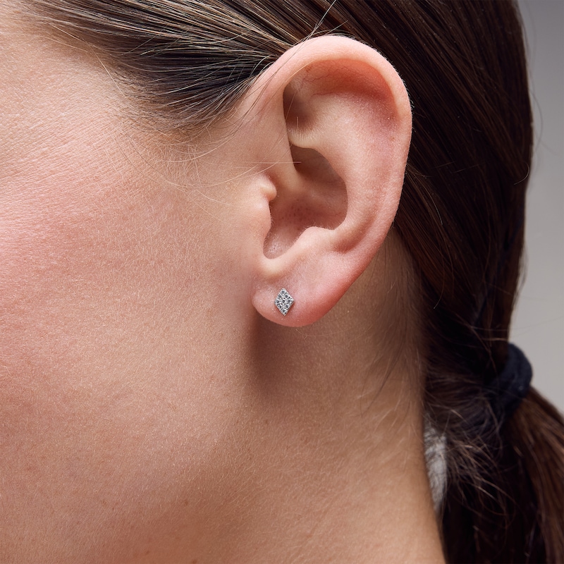 Main Image 2 of Shooting Star 0.12 CT. T.W. Certified Lab-Grown Multi-Diamond Rhombus-Shaped Stud Earrings in Sterling Silver (F/VS2)