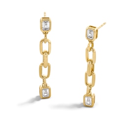 0.95 CT. T.W. Emerald-Cut Certified Lab-Grown Diamond Link Drop Earrings in 10K Gold (F/SI2)