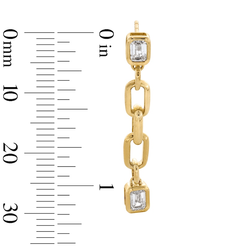 Main Image 2 of 0.95 CT. T.W. Emerald-Cut Certified Lab-Grown Diamond Link Drop Earrings in 10K Gold (F/SI2)