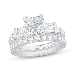1.95 CT. T.W. Princess-Cut Diamond Quad Bridal Set in 14K White Gold