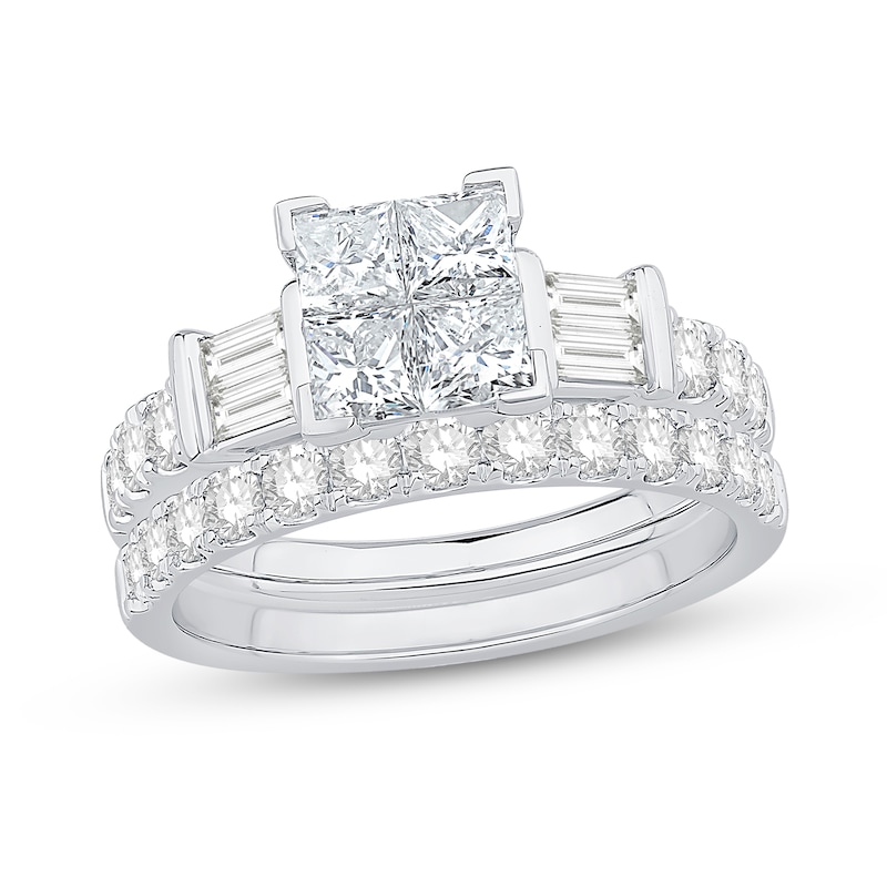 1.95 CT. T.W. Princess-Cut Diamond Quad Bridal Set in 14K White Gold