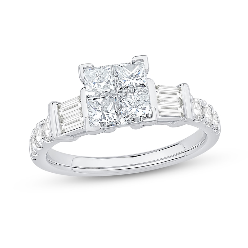 Main Image 2 of 1.95 CT. T.W. Princess-Cut Diamond Quad Bridal Set in 14K White Gold