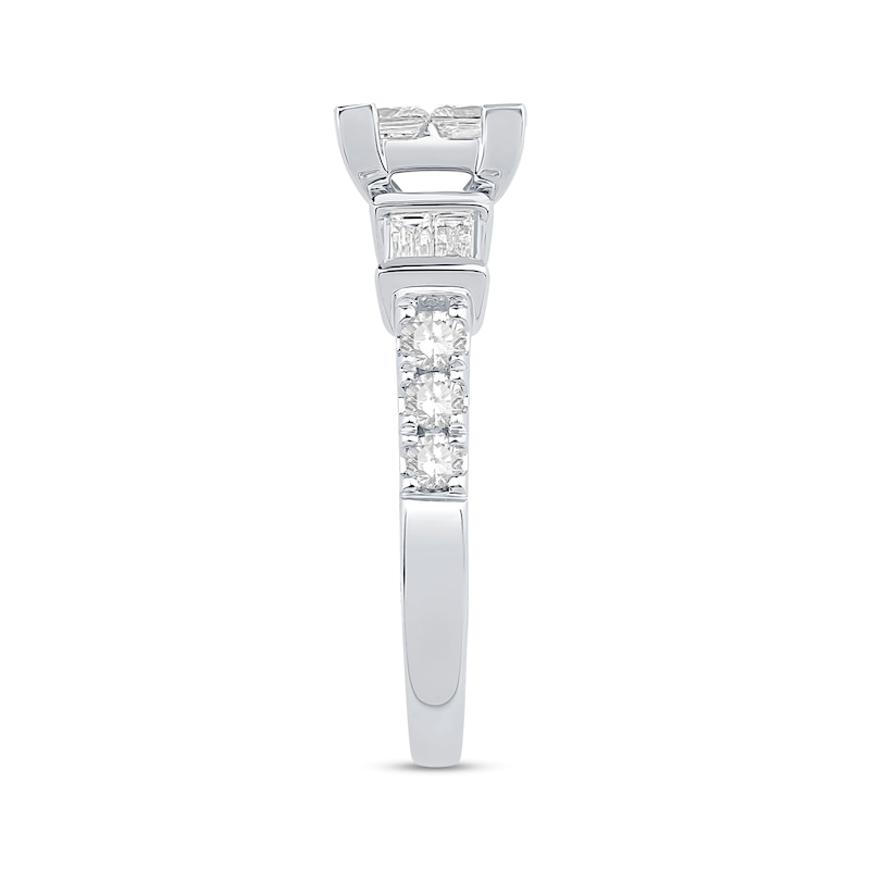 Main Image 4 of 1.95 CT. T.W. Princess-Cut Diamond Quad Bridal Set in 14K White Gold