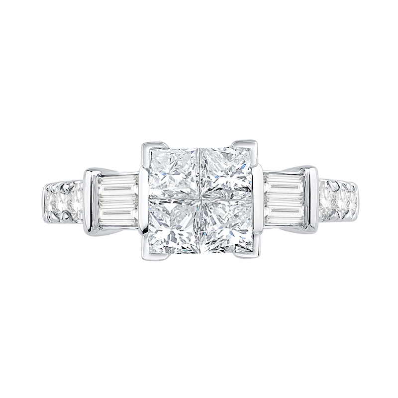 Main Image 5 of 1.95 CT. T.W. Princess-Cut Diamond Quad Bridal Set in 14K White Gold