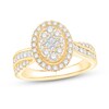 Thumbnail Image 1 of 0.95 CT. T.W. Multi-Diamond Oval Double Frame Engagement Ring in 14K Gold