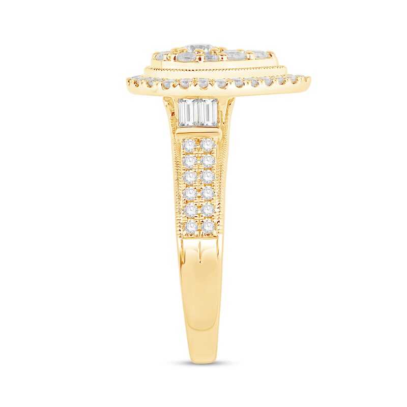 Main Image 2 of 0.95 CT. T.W. Diamond Double Pear-Frame Engagement Ring in 14K Gold