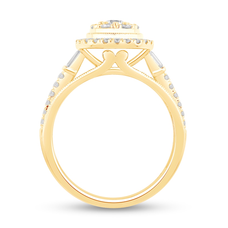 Main Image 3 of 0.95 CT. T.W. Diamond Double Pear-Frame Engagement Ring in 14K Gold