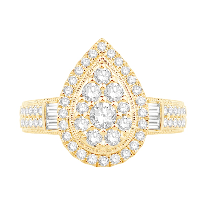 Main Image 4 of 0.95 CT. T.W. Diamond Double Pear-Frame Engagement Ring in 14K Gold