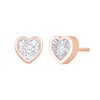 Thumbnail Image 2 of 0.085 CT. T.W. Diamond Solitaire Heart Frame Stud Earrings in 10K Rose Gold (I/I3)