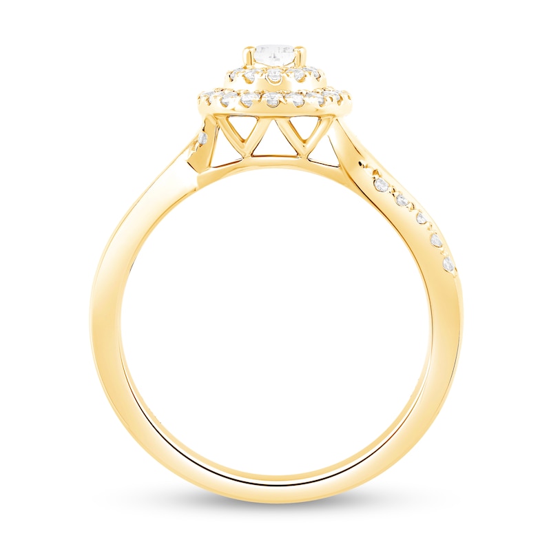 0.58 CT. T.W. Pear-Shaped Diamond Double Frame Engagement Ring in 14K Gold