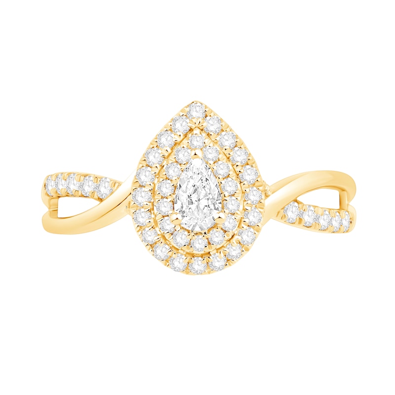 0.58 CT. T.W. Pear-Shaped Diamond Double Frame Engagement Ring in 14K Gold