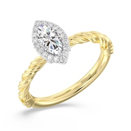 Enchanted Disney Rapunzel 0.80 CT. T.W. Marquise-Cut Diamond Frame Engagement Ring in 14K Two-Tone Gold