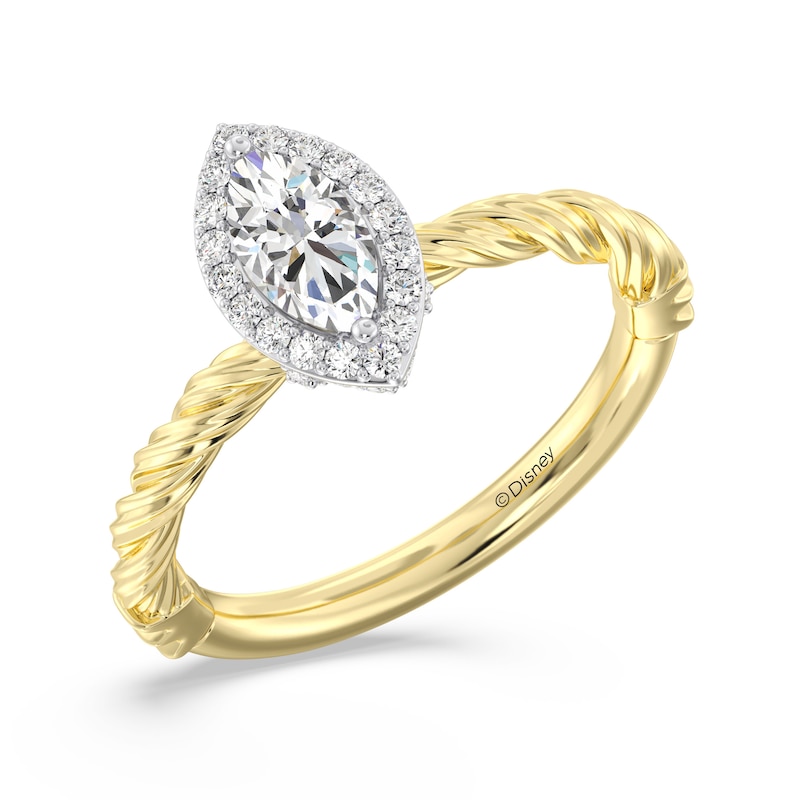 Enchanted Disney Rapunzel 0.80 CT. T.W. Marquise-Cut Diamond Frame Engagement Ring in 14K Two-Tone Gold