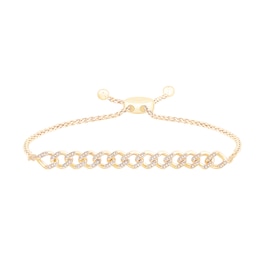 0.23 CT. T.W. Diamond Linked Bar Bolo Bracelet in Sterling Silver with 10K Gold Plate