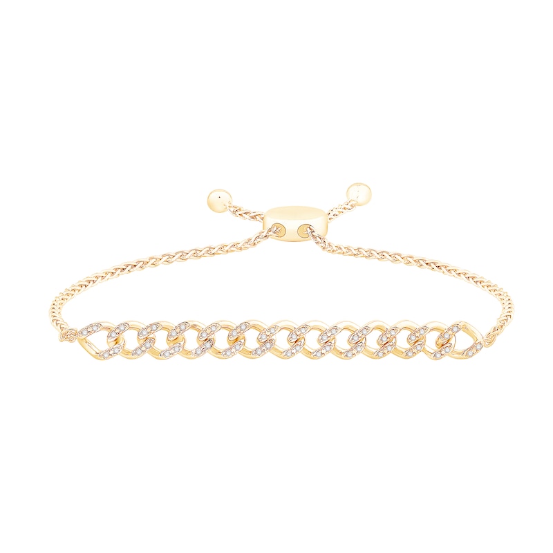 Main Image 1 of 0.23 CT. T.W. Diamond Linked Bar Bolo Bracelet in Sterling Silver with 10K Gold Plate