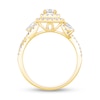Thumbnail Image 3 of 0.95 CT. T.W. Princess-Cut Diamond Double Frame Engagement Ring with Pear-Shaped Accents in 14K Gold