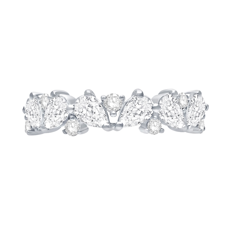 Main Image 1 of 0.95 CT. T.W. Pear-Shaped and Round Diamond Anniversary Band in 14K White Gold